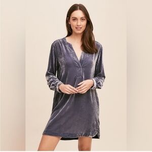 Anthropologie Melody Long Sleeve Velvet Tunic Dress Sz M Periwinkle EUC